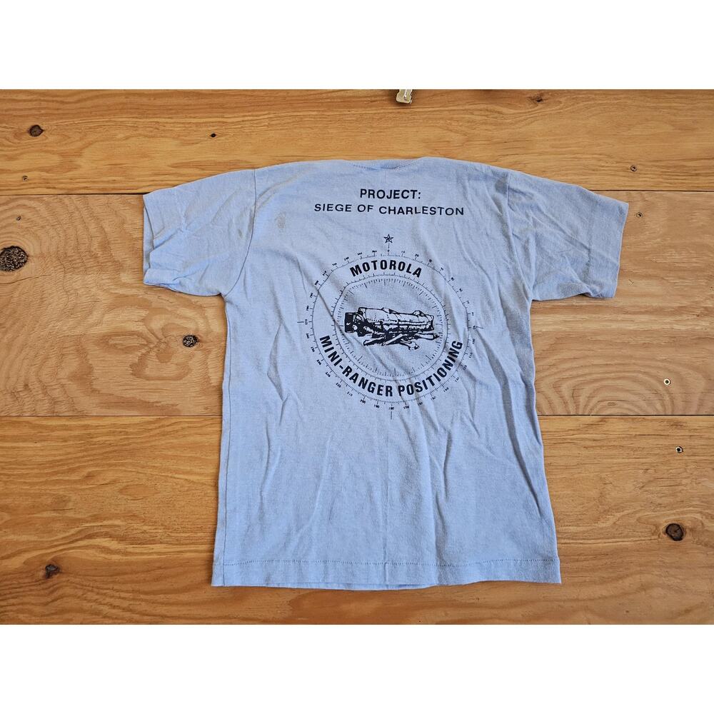 80s Numa Siege of the Charleston Motorolla Blue Double Sided Graphic Sz S